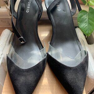 Torrid black pumps with clear pointed toe size 9.5WW